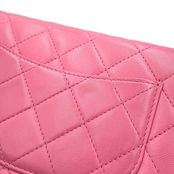 CHANEL Authentic Pink Lambskin Leather Logo Wallet - Picture 7 of 16